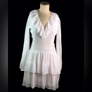 Marchesa Rose White Ruffle, Tiered Dress, S, EUC